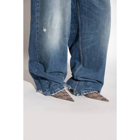 NEW BALENCIAGA stiletto mules with logo in dark mink grey/brown - Picture 5 of 5